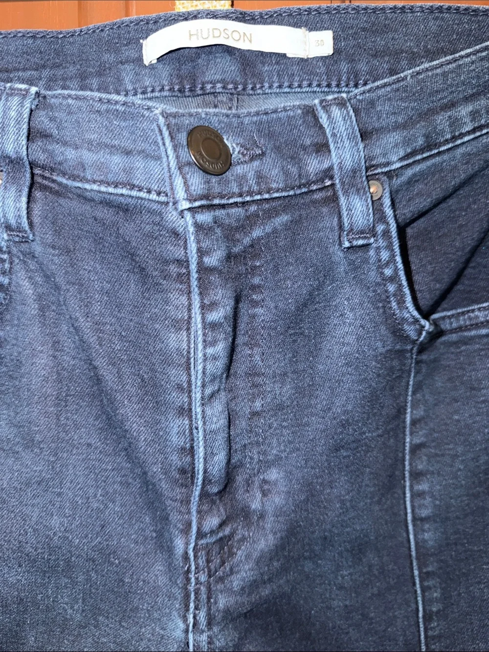 Hudson Barbara High Rise Straight Jeans Size 30 Dark Wash Split Hem $195